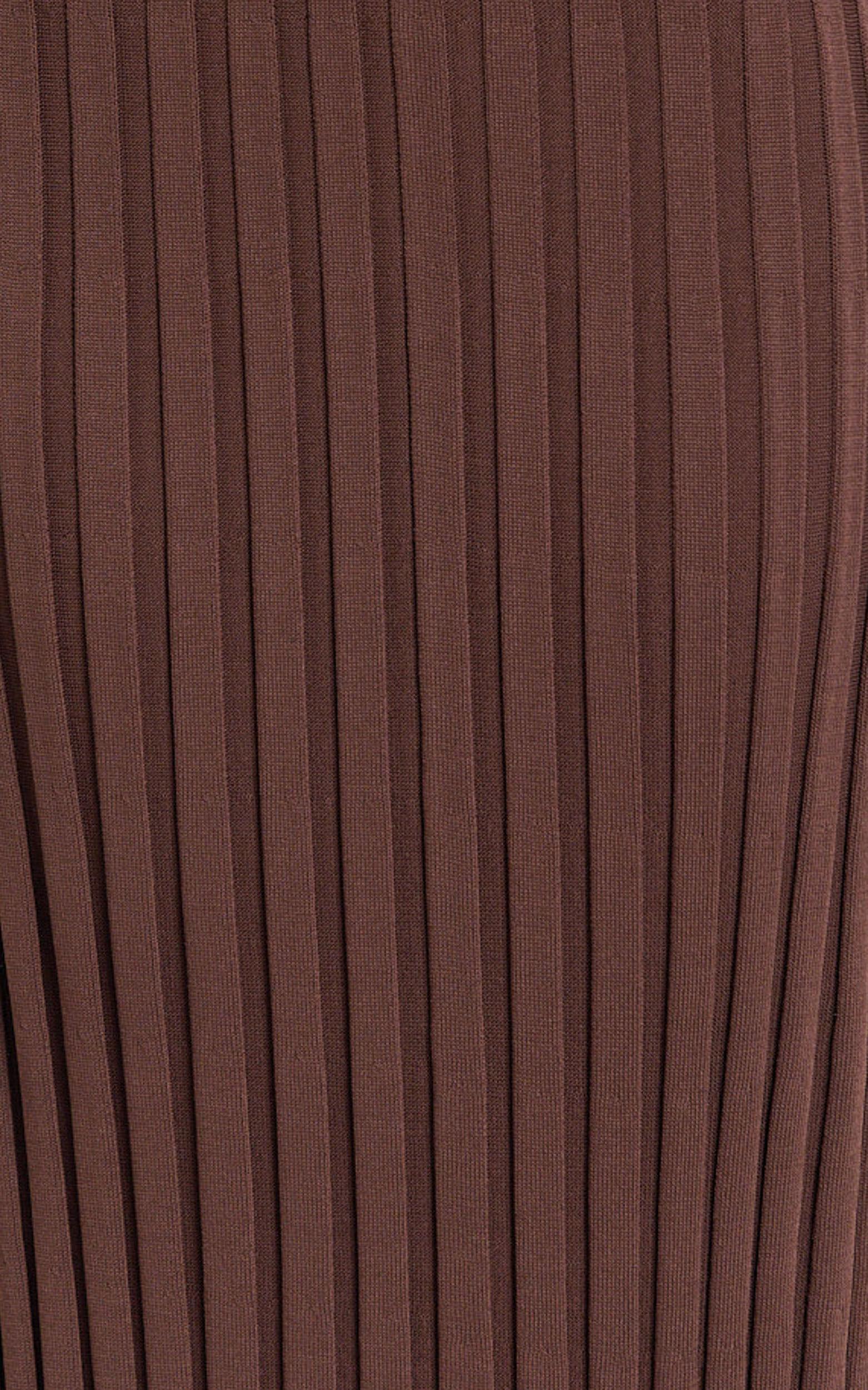 Blaire Midi Dress - Long Sleeve Tie Back Flare Dress in Dark Chocolate Product Image