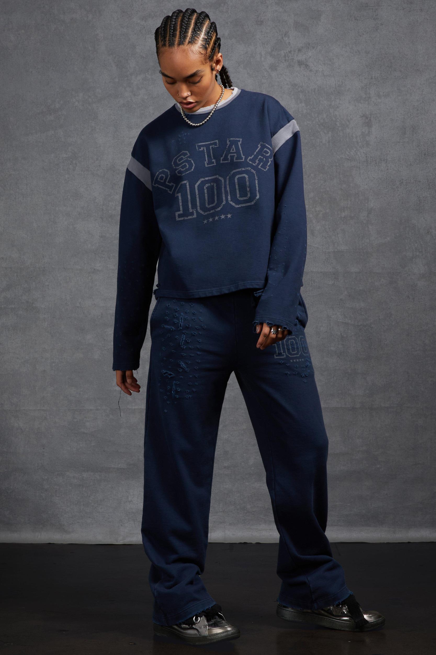 P-Star Slim Fit Flare Sweatpants with Distressing | boohooMAN USA Product Image