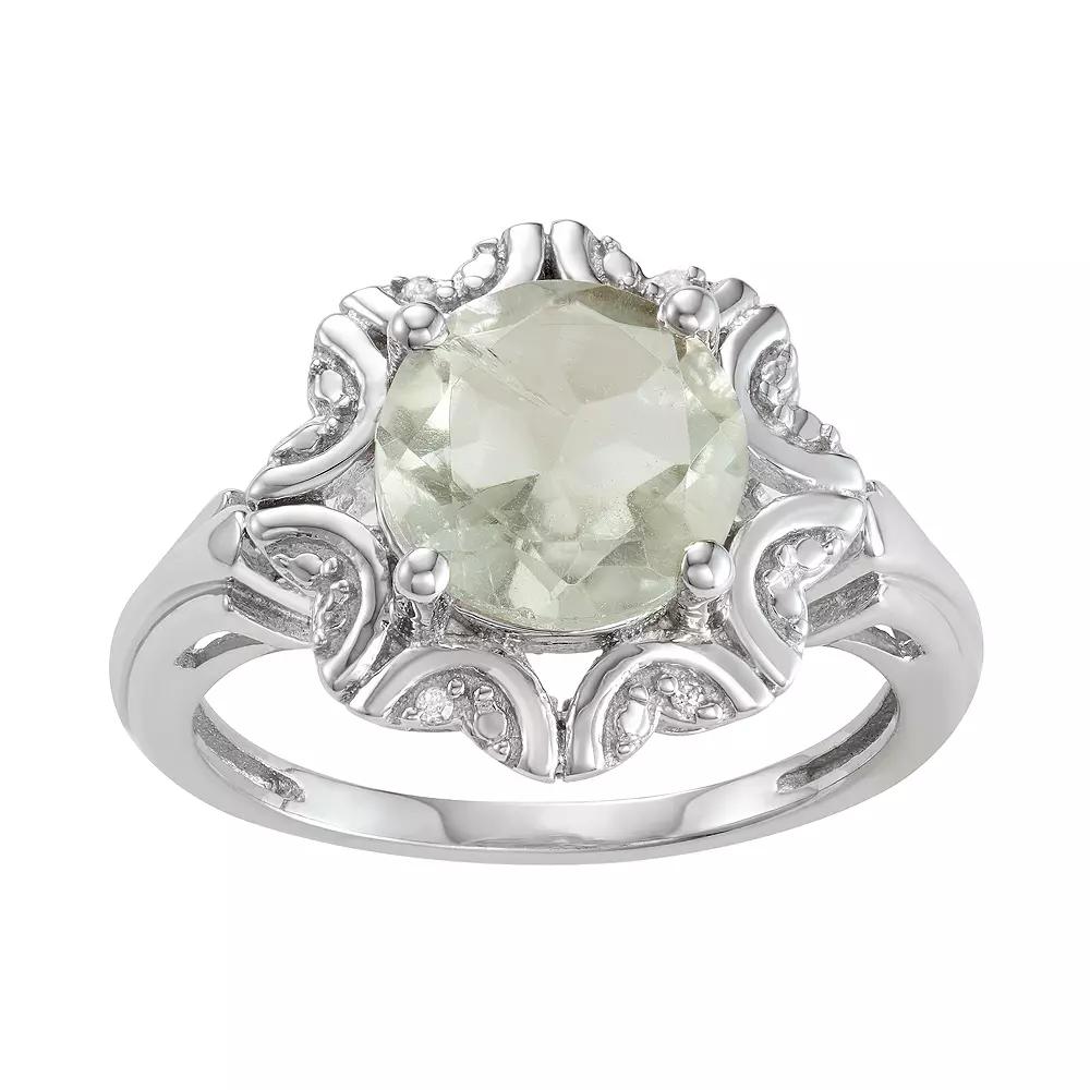 Jewelexcess Sterling Silver 2.50 C.T.W. Green Stone & Diamond Accent Ring, Women's, Size: 6, Silvertone Product Image