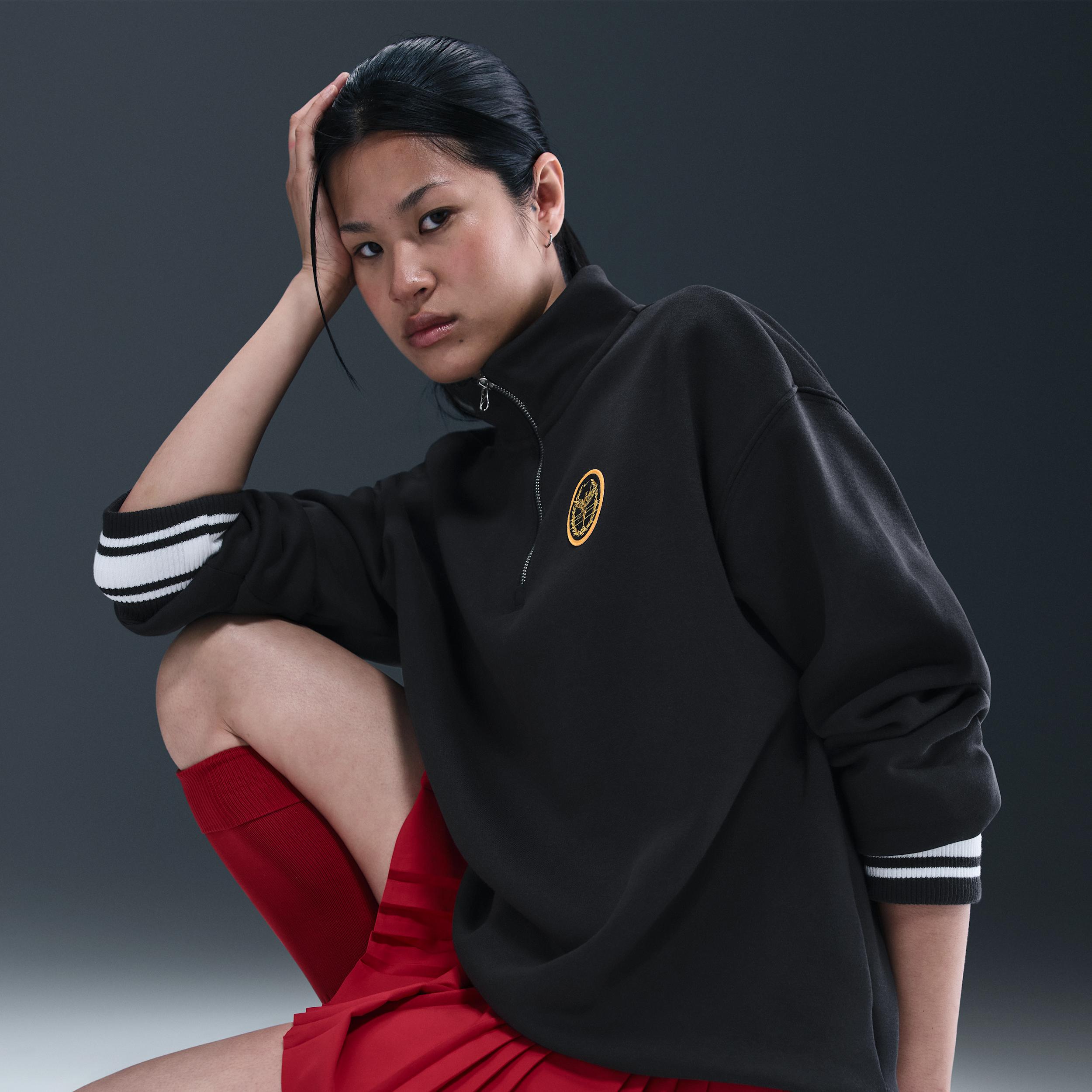 Womens Nike Sportswear Phoenix Fleece Oversized 1/4-Zip Long Sweatshirt | IH7804-323 Product Image