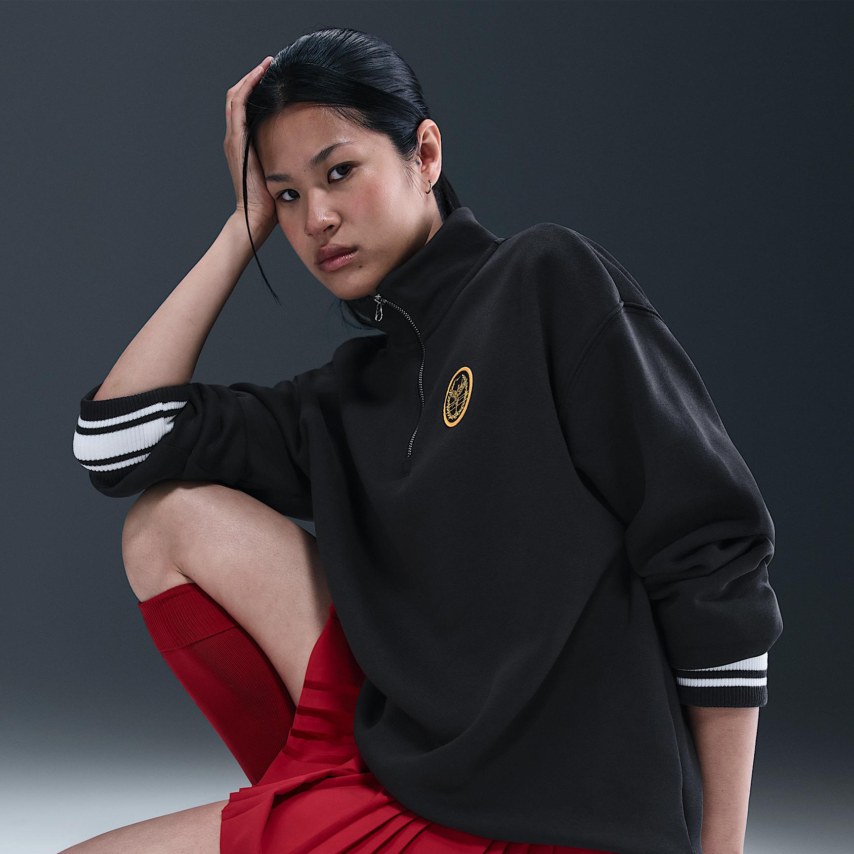 Womens Nike Sportswear Phoenix Fleece Oversized 1/4-Zip Long Sweatshirt | IH7804-323 Product Image