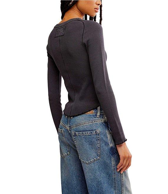 Free People We The Free Easy Does It Waffle Knit Crew Neck Long Sleeve Tee Shirt Product Image