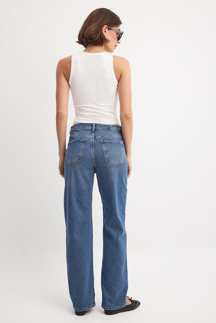 Straight High Waist Jeans Grey Product Image