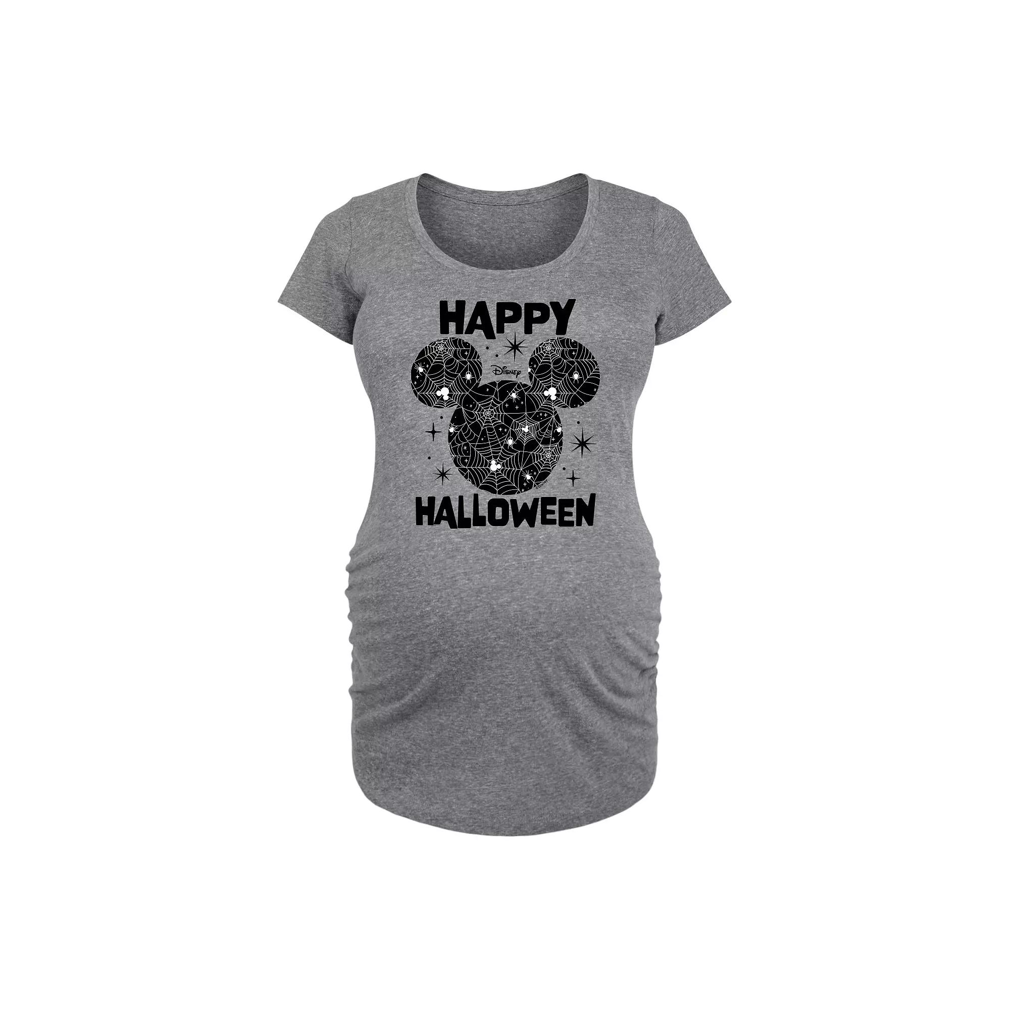 Disney's Mickey Mouse Maternity Happy Halloween Spider Web Graphic Tee, Women's,  Product Image