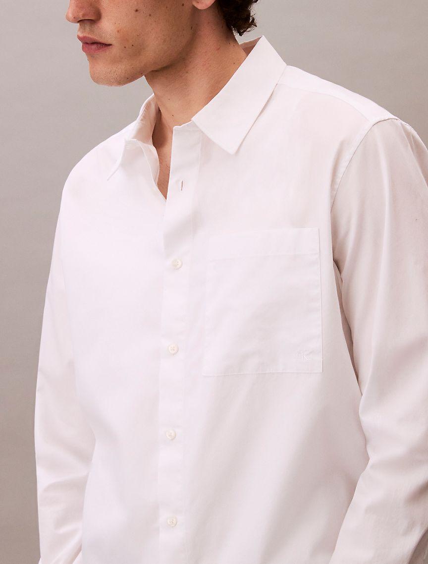 Calvin Klein Mens Cotton Poplin Relaxed Button-Down Shirt - Green Product Image