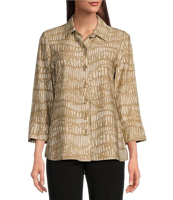 Ali Miles Woven Button Front Point Collar Tunic Product Image