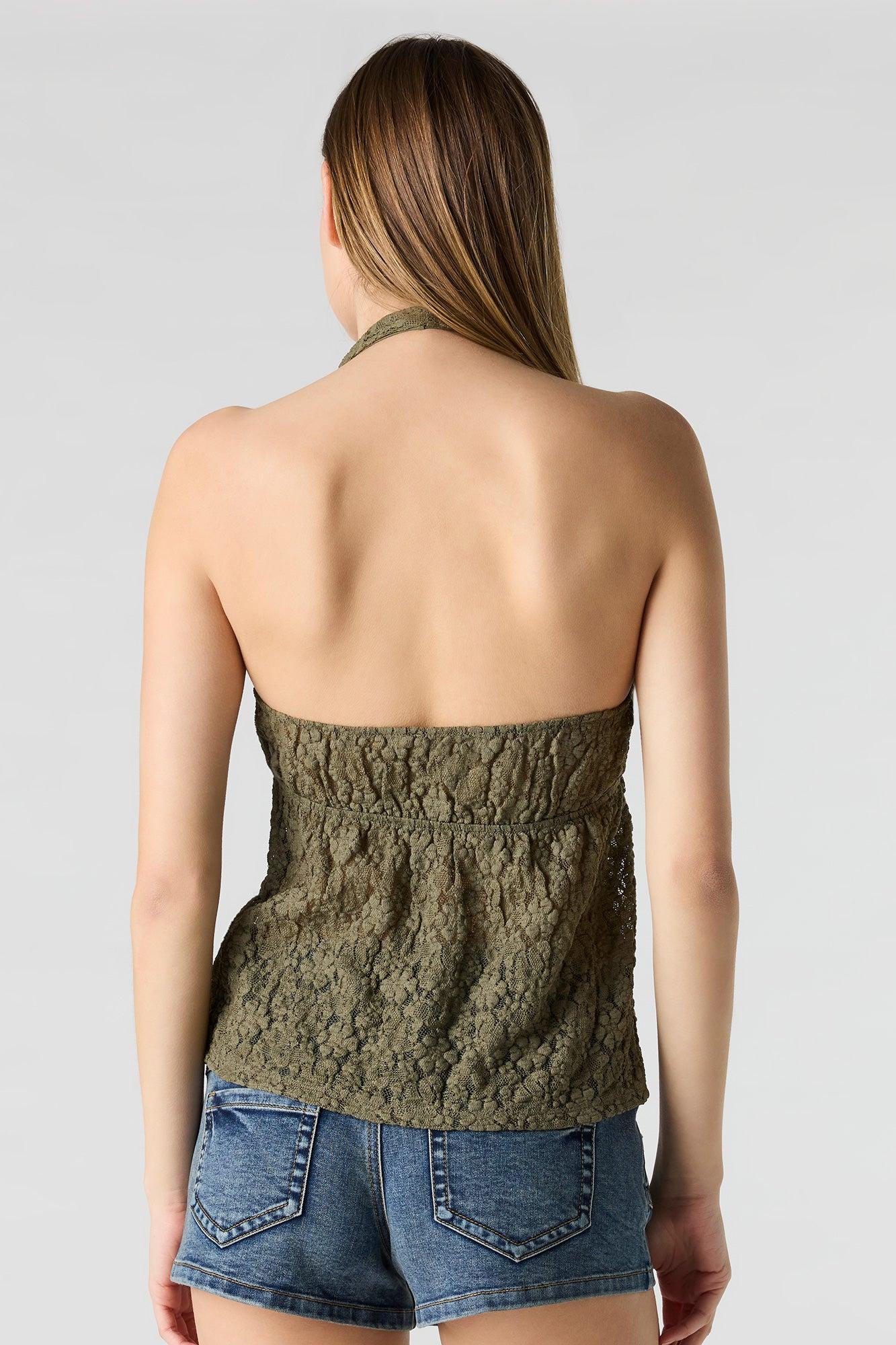 Lace Halter Babydoll Top Female Product Image