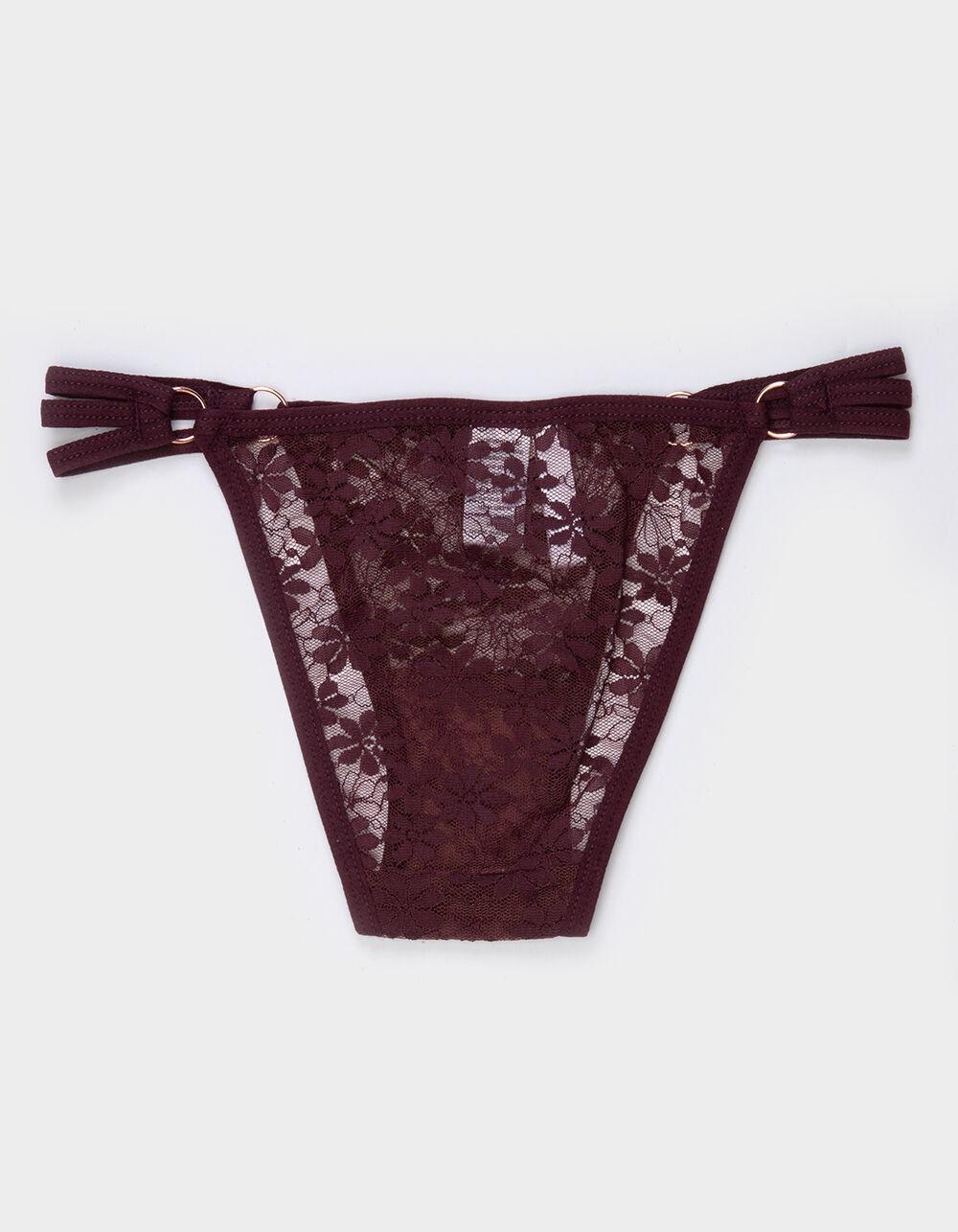 FULL TILT Side Strappy Lace Cheeky Panties - MAROON Product Image