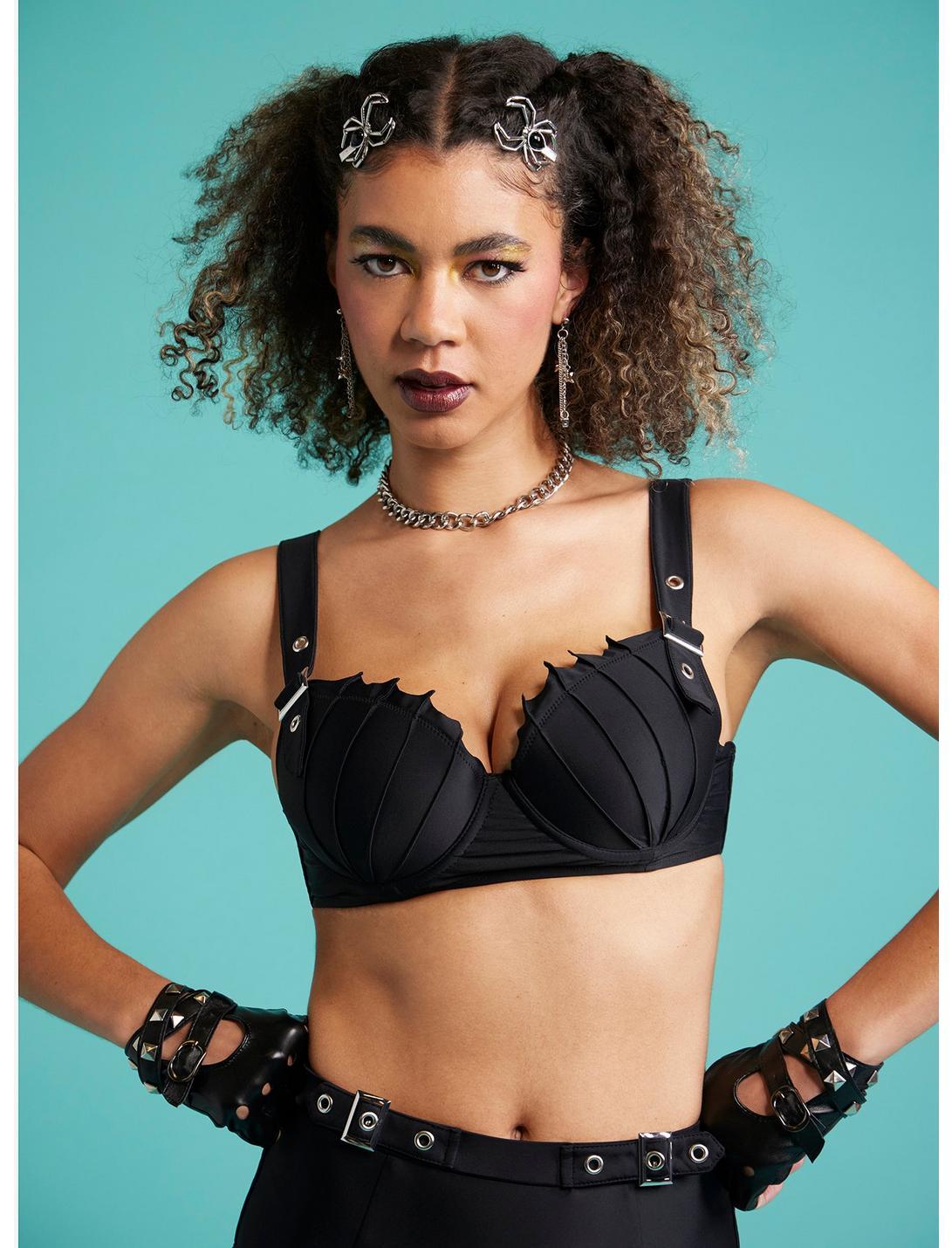 Black Grommet Buckle Swim Top Product Image