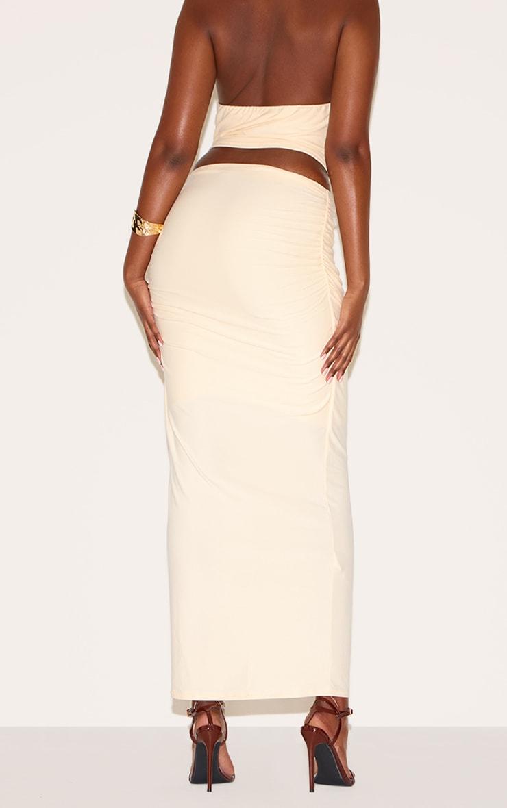 Butter Yellow Soft Touch Ruched Maxi Skirt Product Image