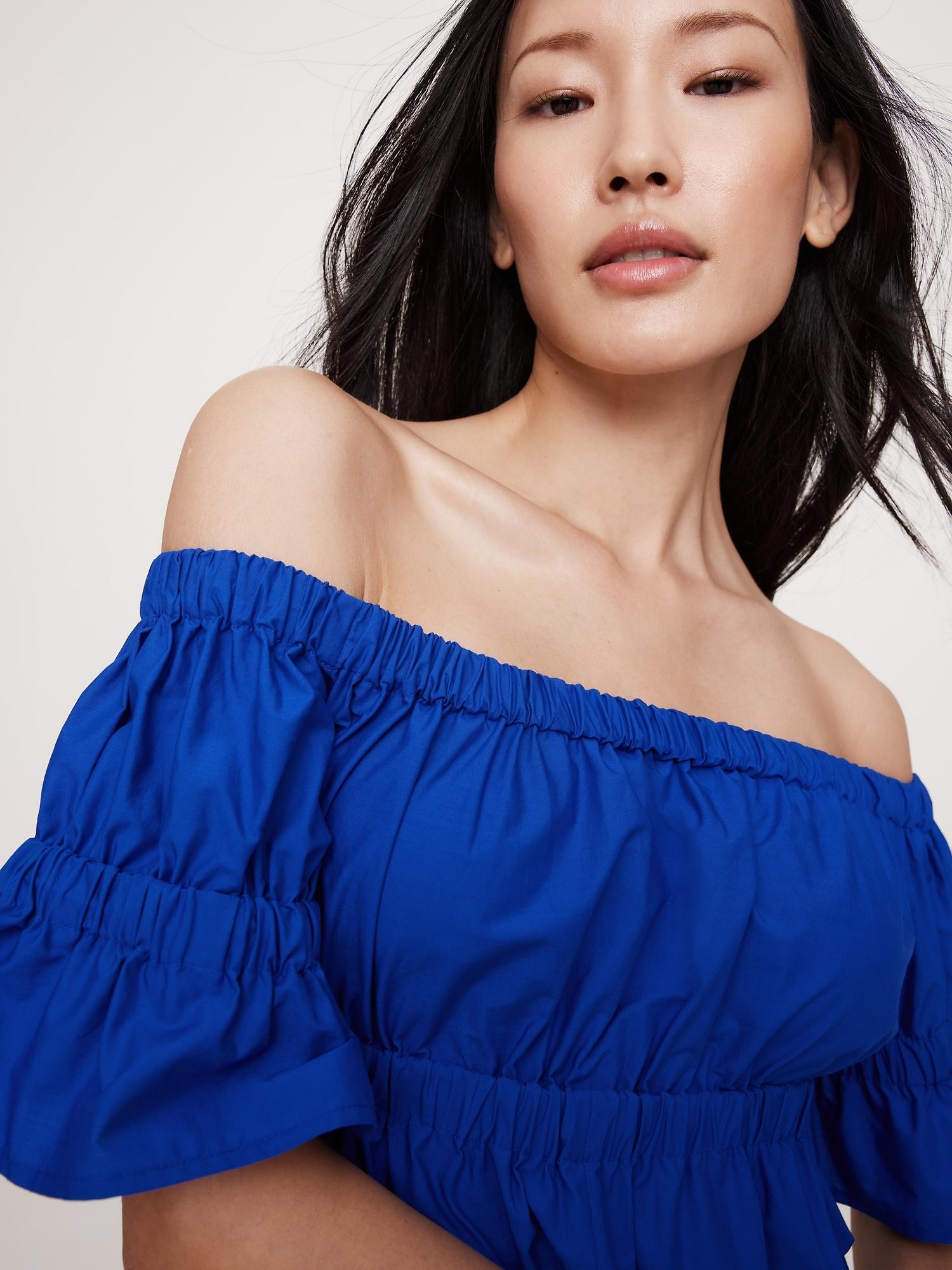 Cotton Poplin Off-The-Shoulder Maxi Dress Product Image