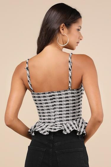 Curated Attitude Black Plaid Bustier Top Product Image