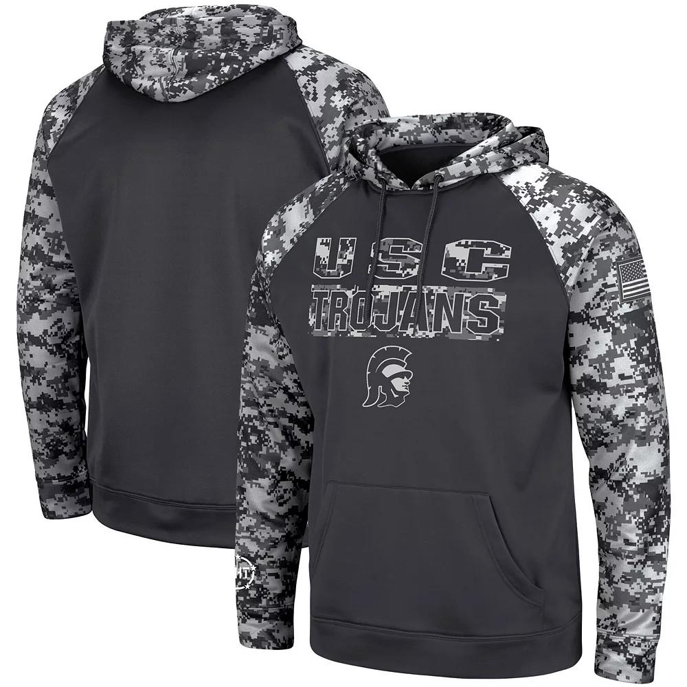 Men's Colosseum Charcoal USC Trojans OHT Military Appreciation Digital Camo Pullover Hoodie,  Product Image