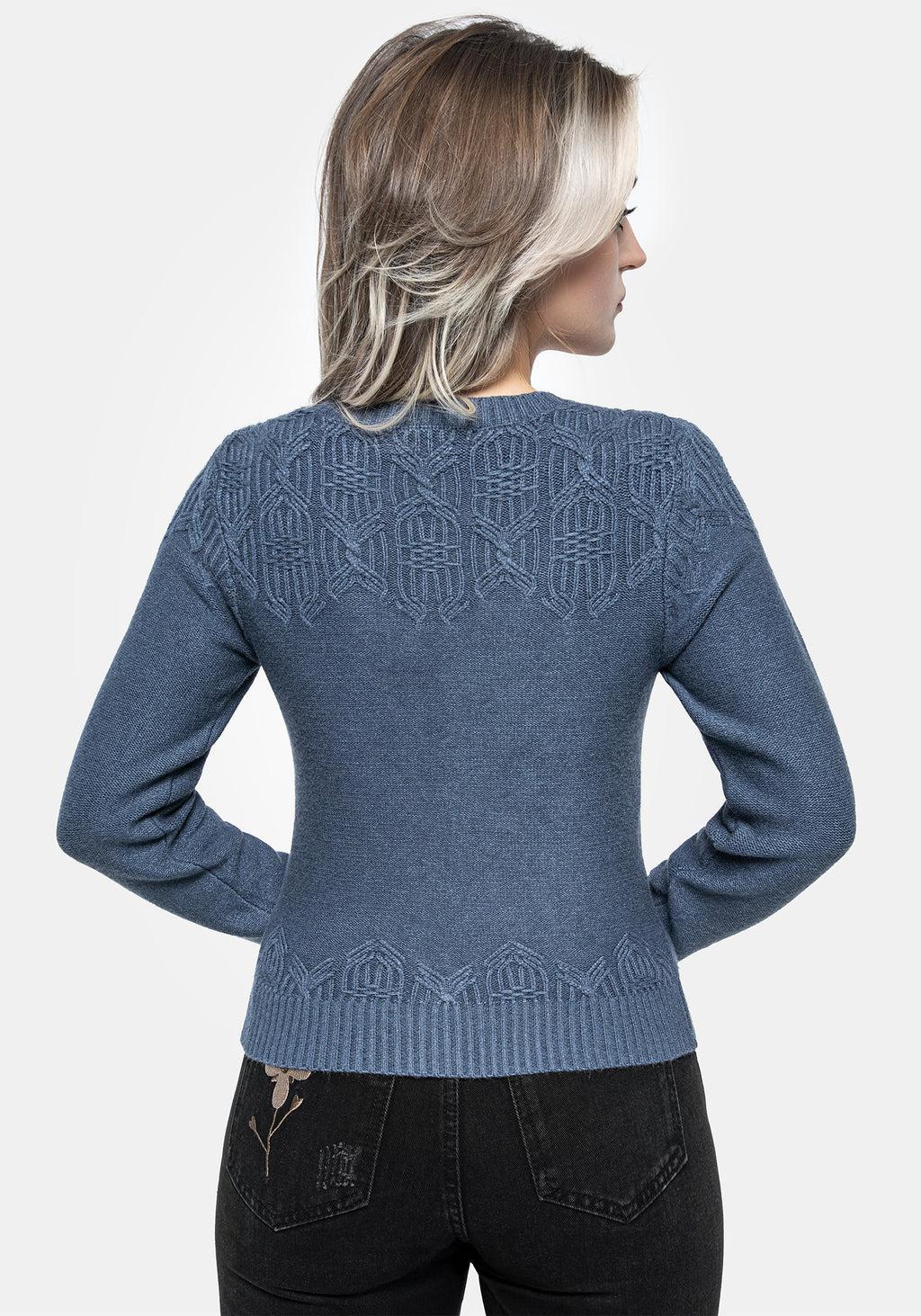 Selenia Moth Embroidered Cable Twist Knit Cardigan Product Image