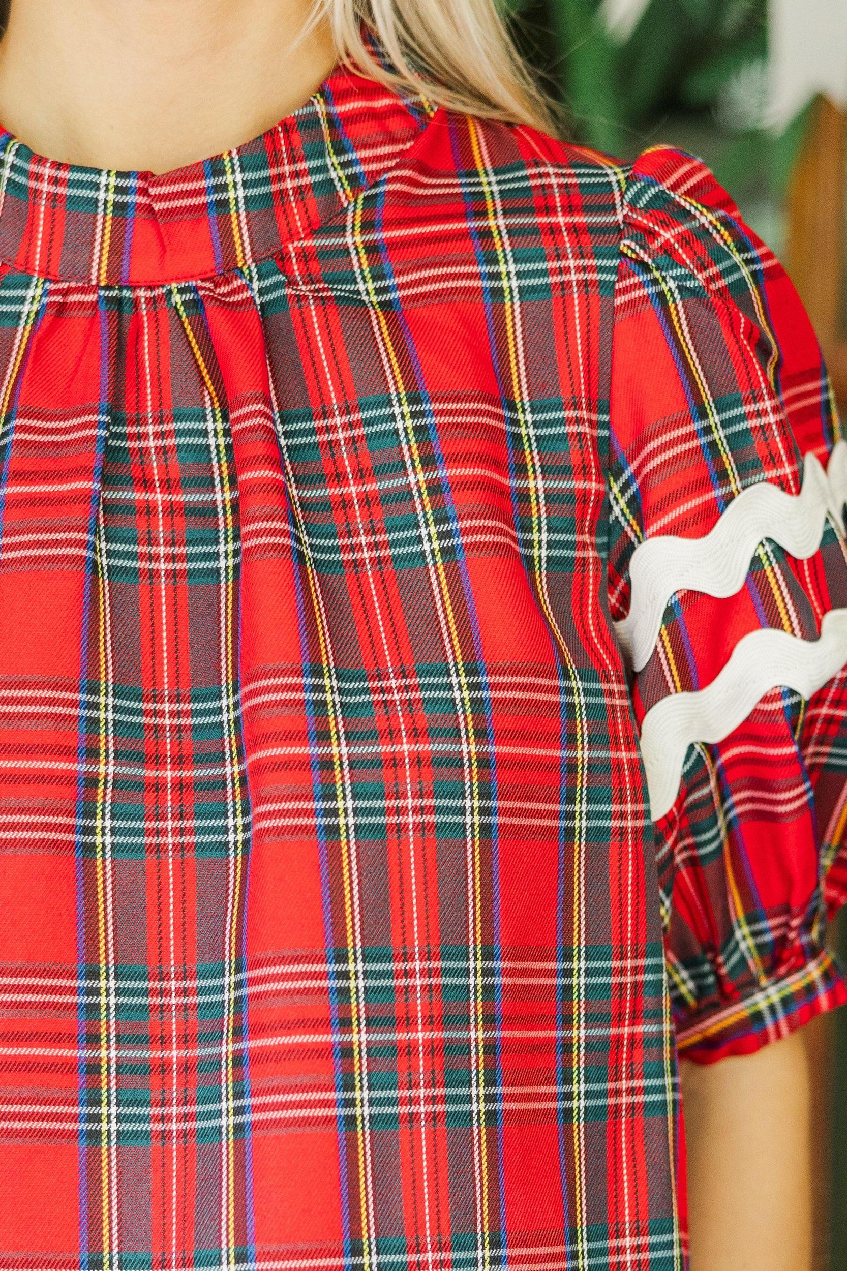 Jump At The Chance Red Tartan Plaid Blouse Female Product Image