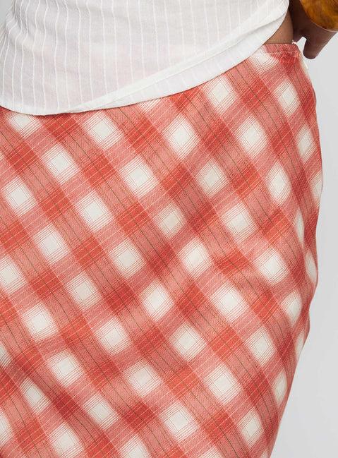 Living Color Maxi Skirt Orange Gingham Product Image