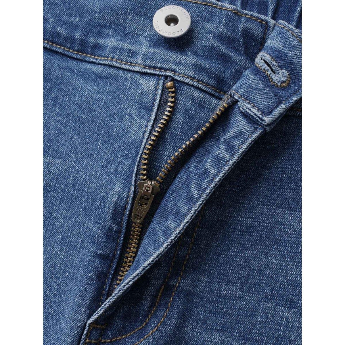 Plus Size Stretch Denim Wide Leg Cut Jeans Women Denimblue Leisure Button Medium stretch Slanted pocket Jeans BloomChic 26/4X Product Image