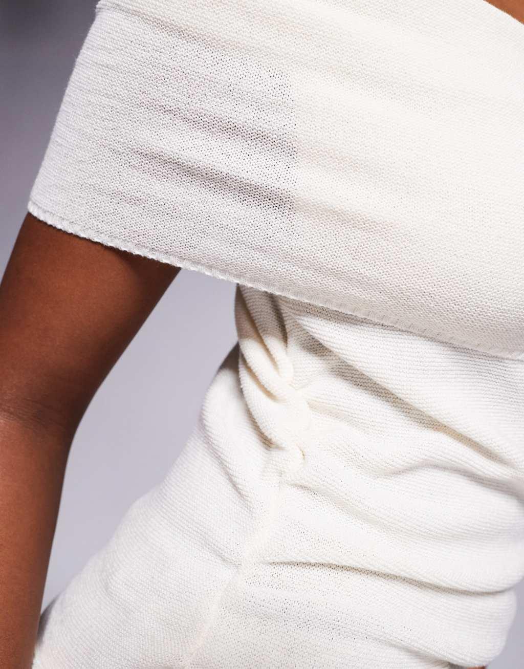 ASOS DESIGN knit bardot top in ecru Product Image