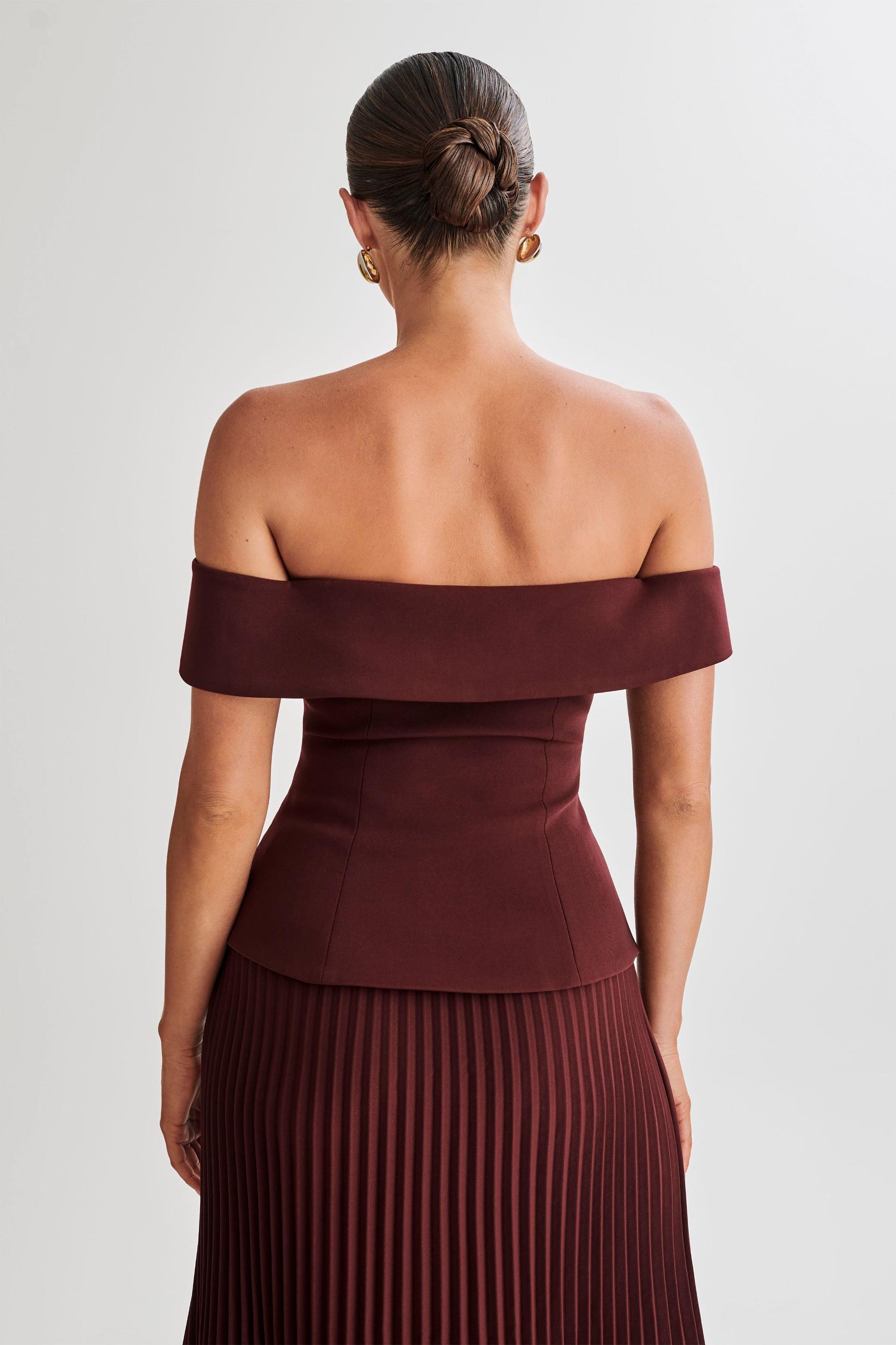 Krista Strapless Suiting Top - Plum Product Image