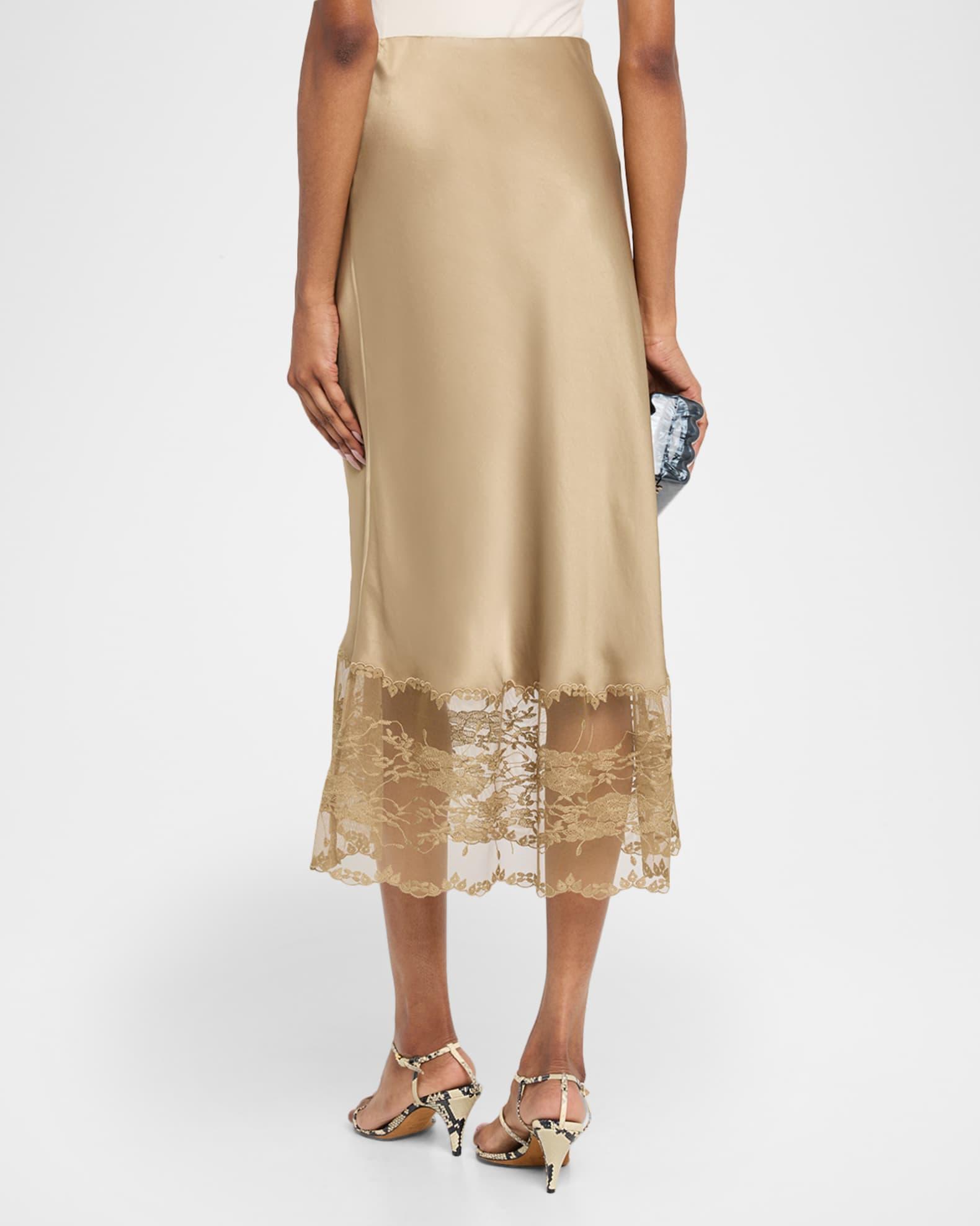 Blake Satin Lace Slip Skirt Product Image