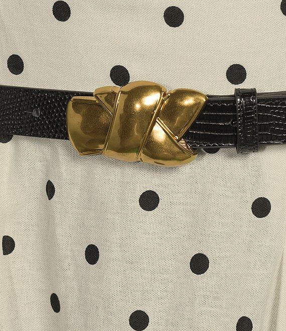 Donna Karan Linen Boat Neck Sleeveless Belted A Line Midi Dress Product Image