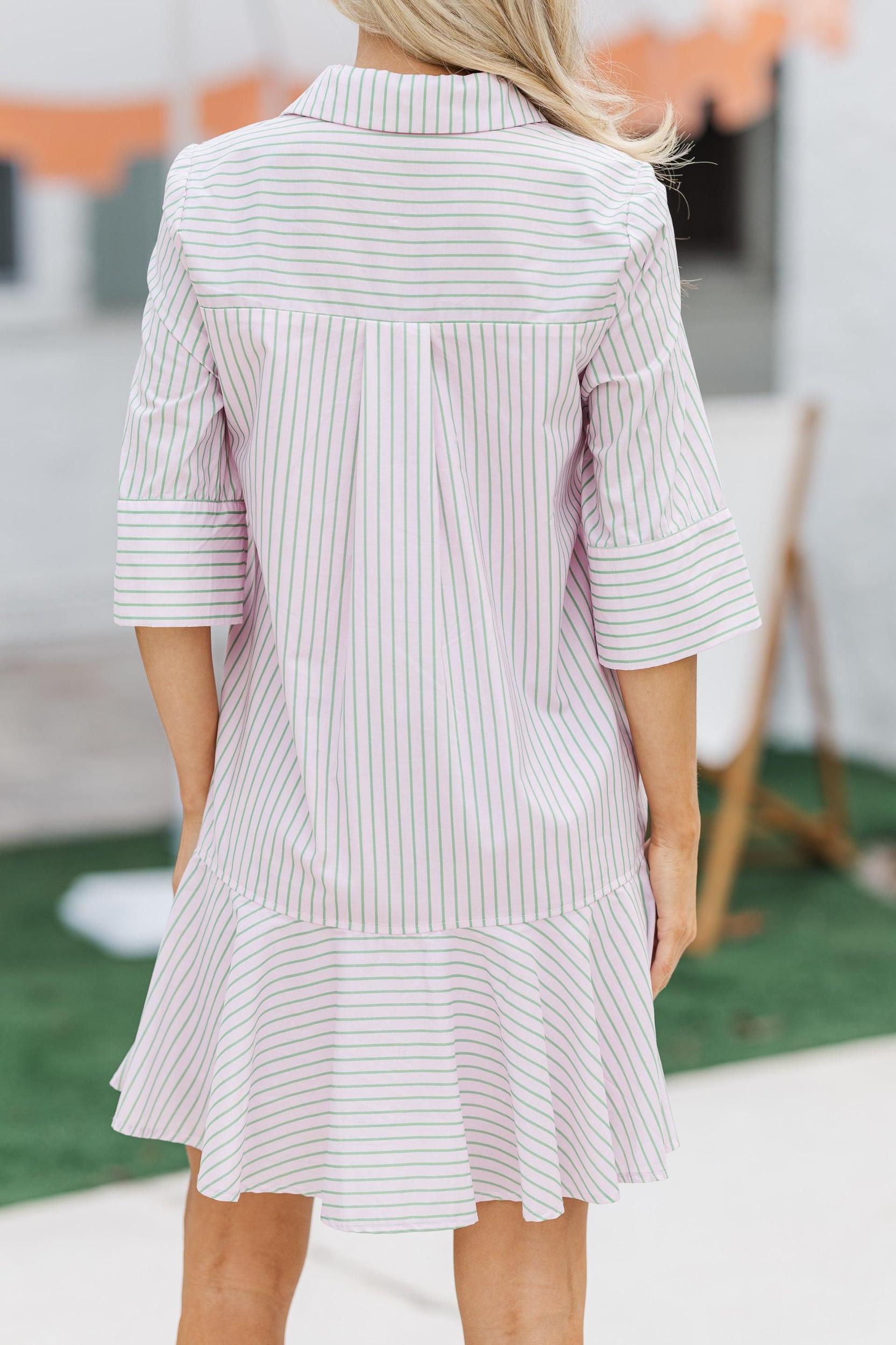 The Genuine Pink Striped Dress Female Product Image