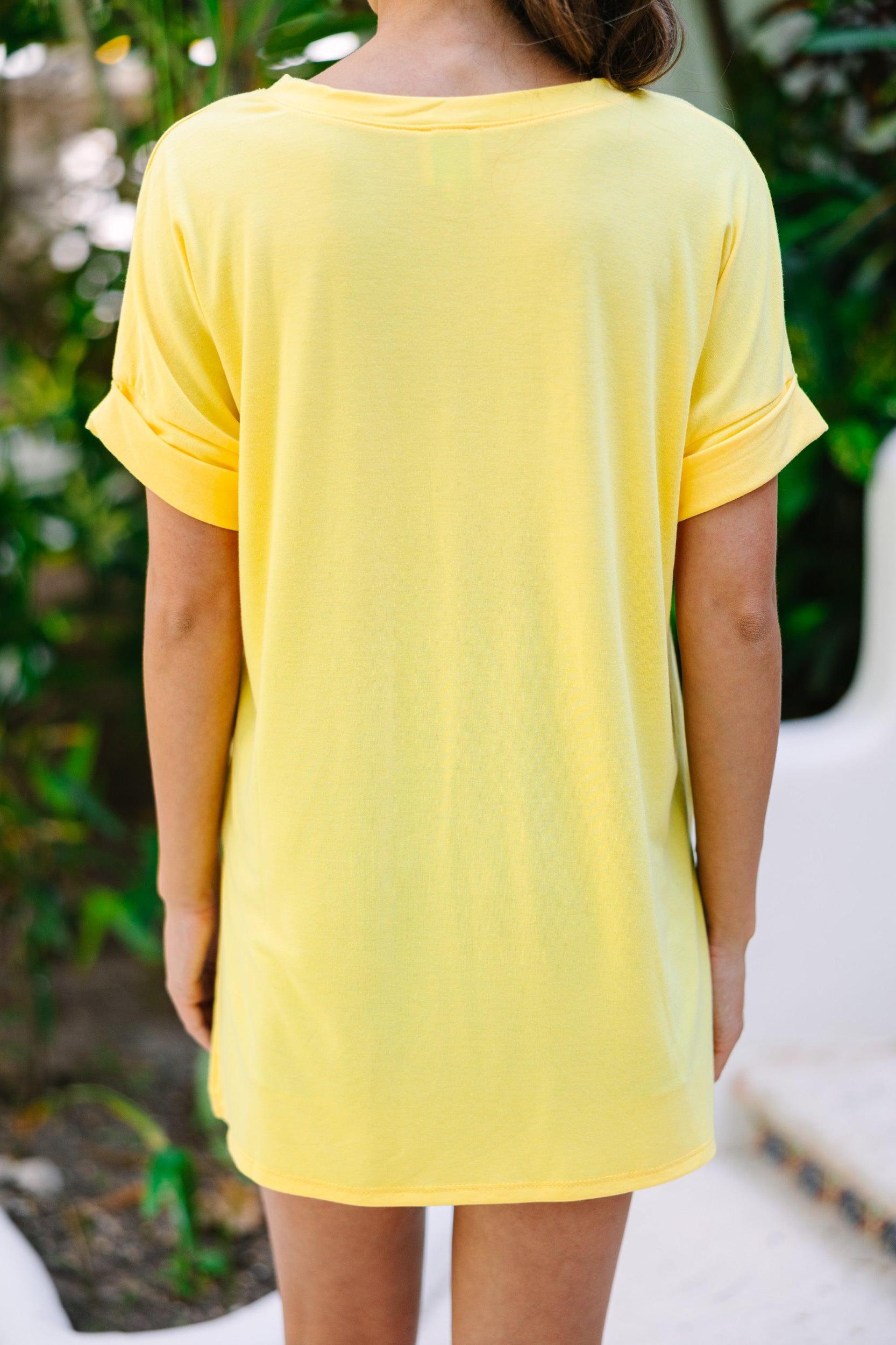 Make Your Life Easy Yellow V-neck Top Female Product Image
