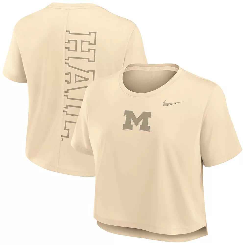Women's Nike Tan Michigan Wolverines Performance Cropped T-Shirt,  Product Image