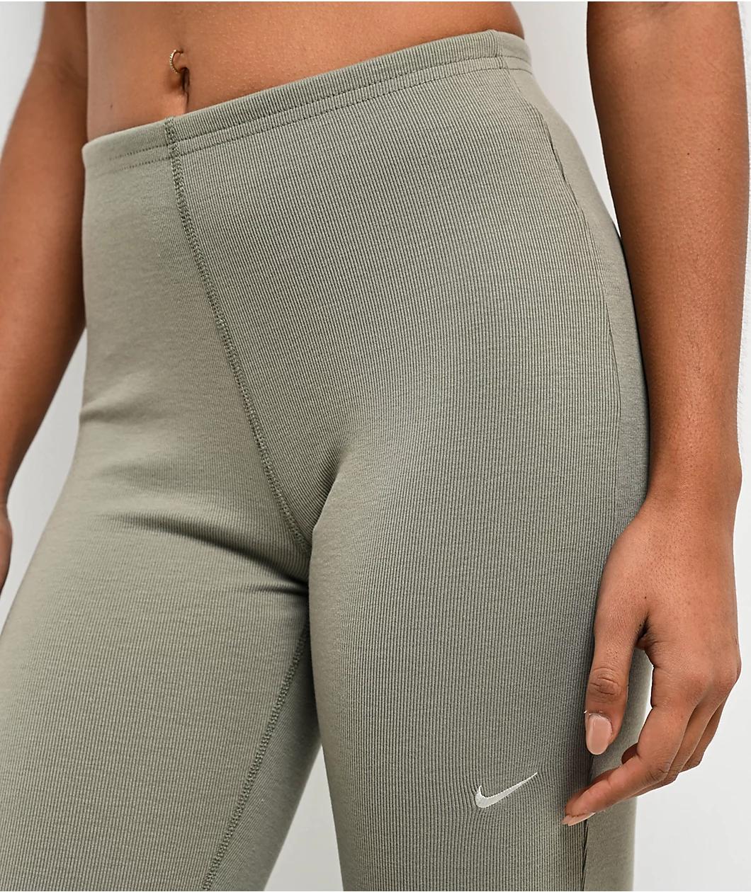 Nike Sportswear Chill Knit Mini-Rib Light Army Flare Leggings Product Image
