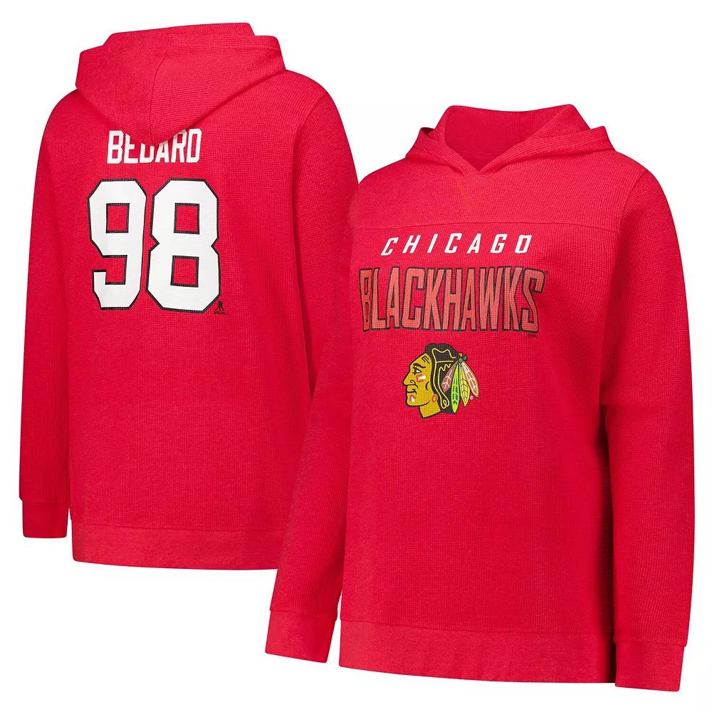 Women's Profile Connor Bedard Red Chicago Blackhawks Plus Size Name & Number Thermal Pullover Hoodie, Size: 1XL Product Image