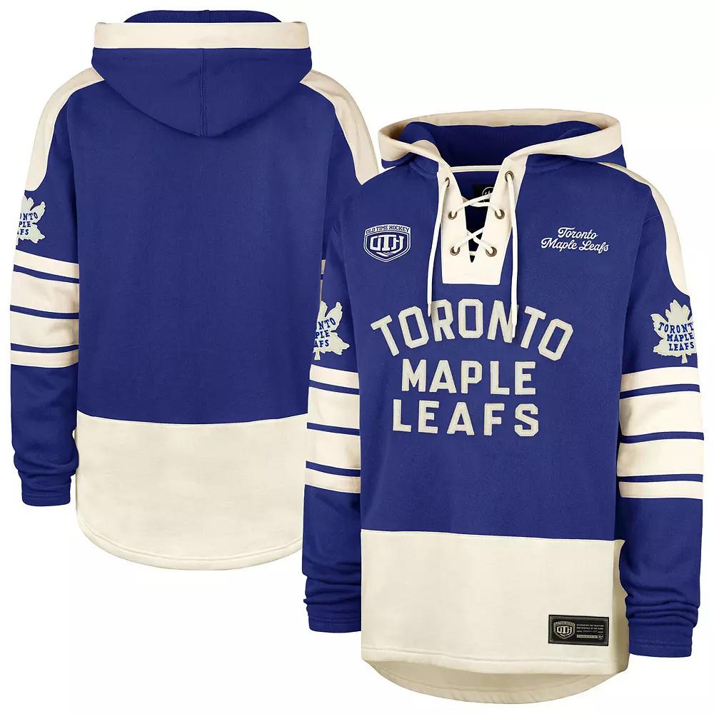 Men's '47  Blue Toronto Maple Leafs Blue Line Heritage Lacer Pullover Hoodie, Size: 2XL, Mpl Blue Product Image