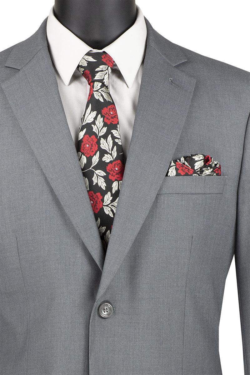 Nola Collection - Medium Gray Regular Fit 2 Piece Suit With Adjustable Waistband Pants Product Image