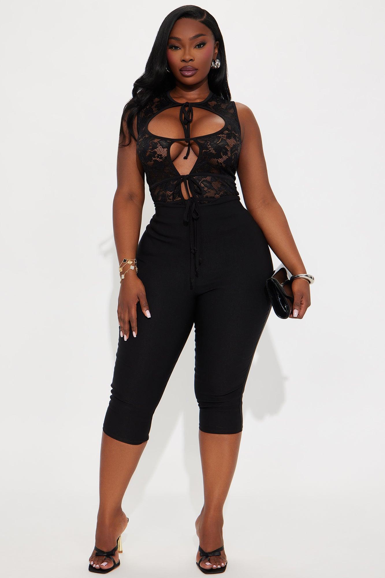 Show It Off Lace Tie Front Sheer Bodysuit - Black Female Product Image