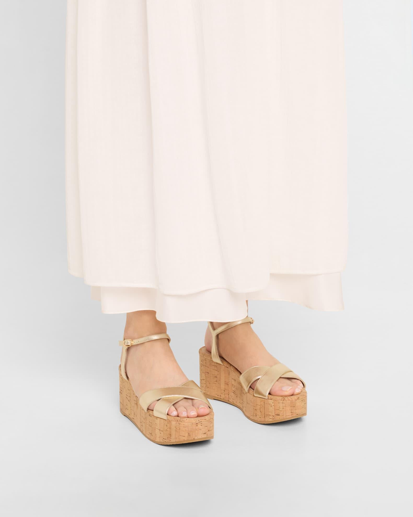 Dayna Metallic Crisscross Wedge Sandals Product Image