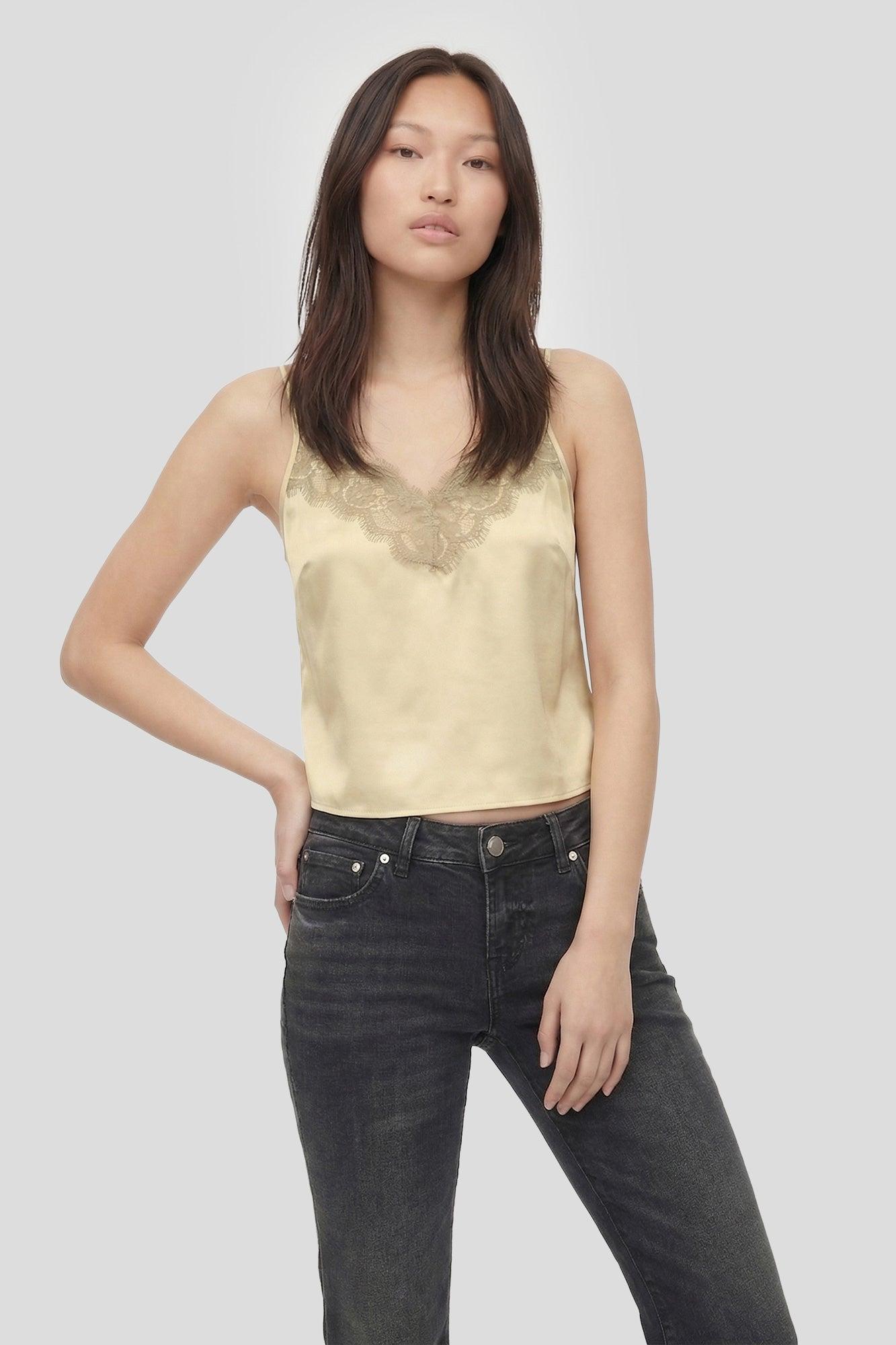 Satin Lace Trim Cami Female Product Image