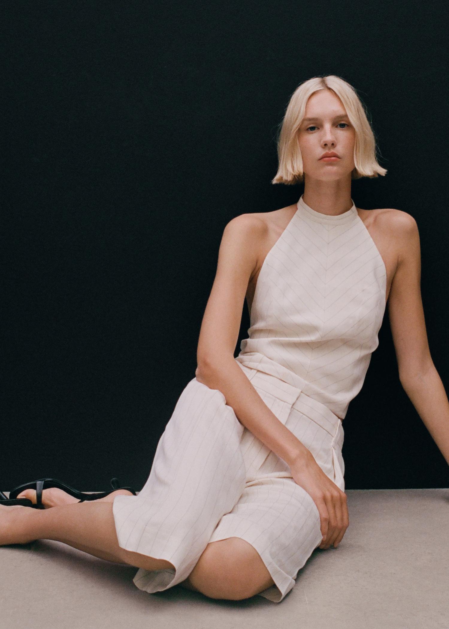 Striped halter-neck top - Women | MANGO USA Product Image