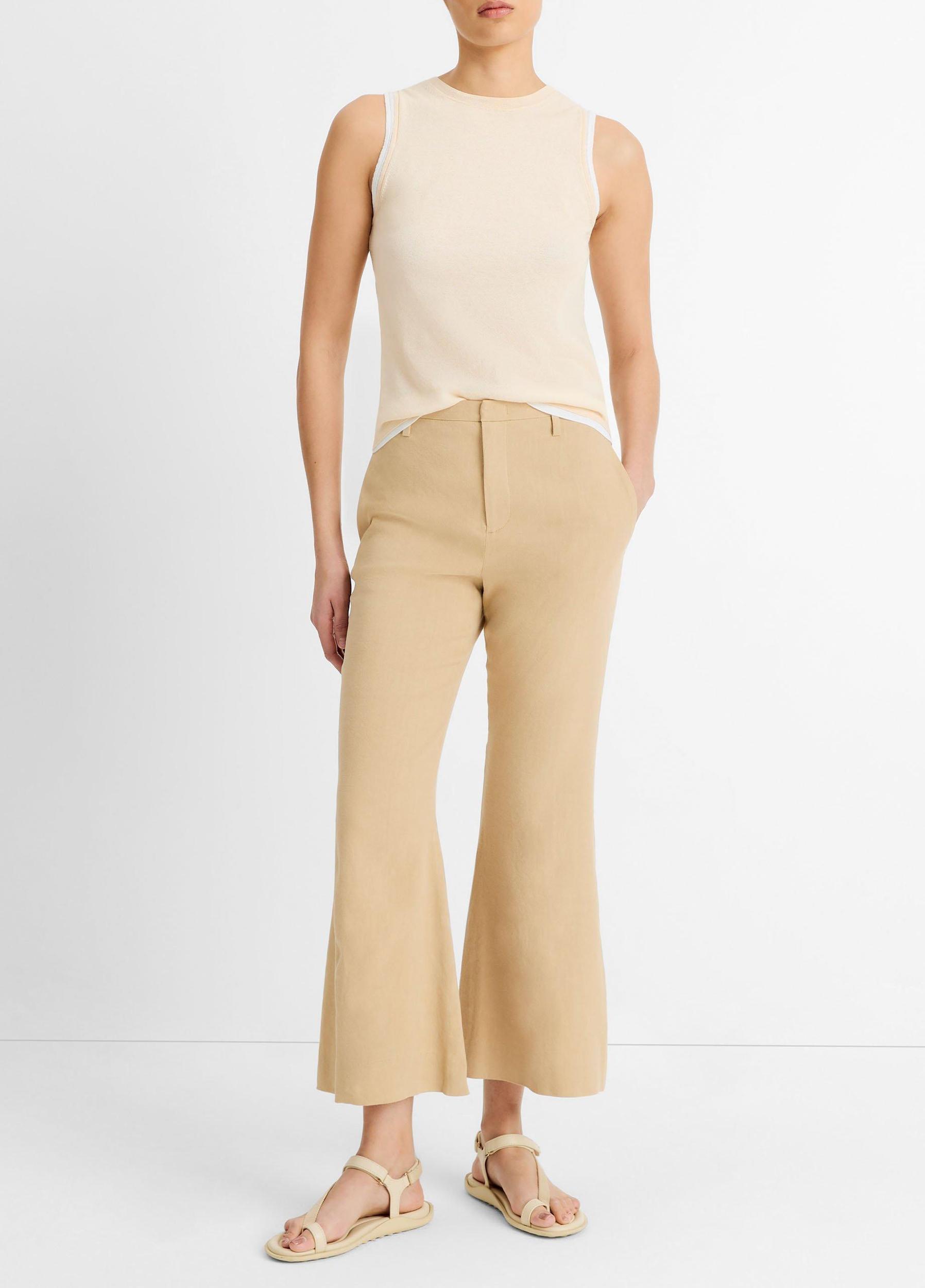 Linen-Blend Crop Flare Trouser Product Image