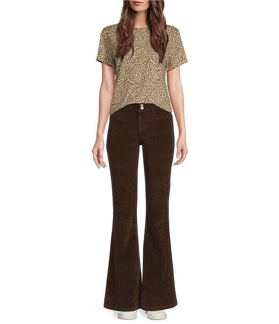 Lucky Brand Classic Crew Neck Short Sleeve Leopard Print Top Product Image