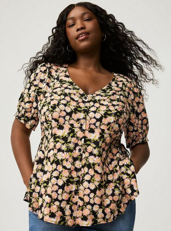 Challis Side Tie Short Sleeve Top Product Image