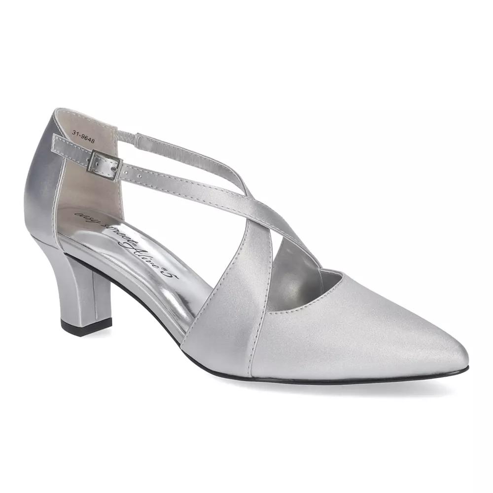 Easy Street Elegance Women's Slingback Pumps, Size: 10, Silver Satin Product Image