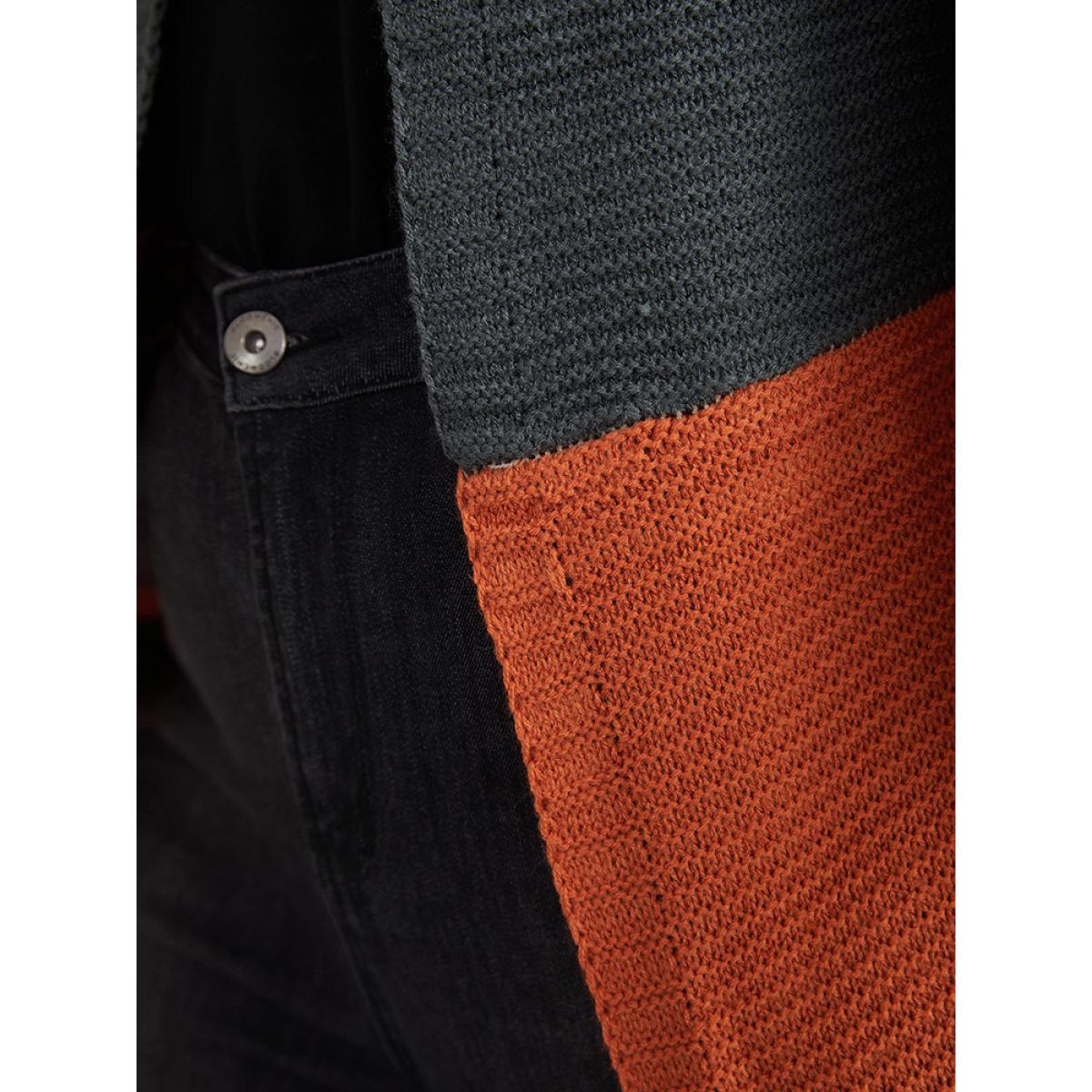 Plus Size Colorblock Batwing Sleeve Patchwork Cardigan Multicolor Women Casual Loose Long Sleeve Everyday Cardigans BloomChic 26/4X Product Image