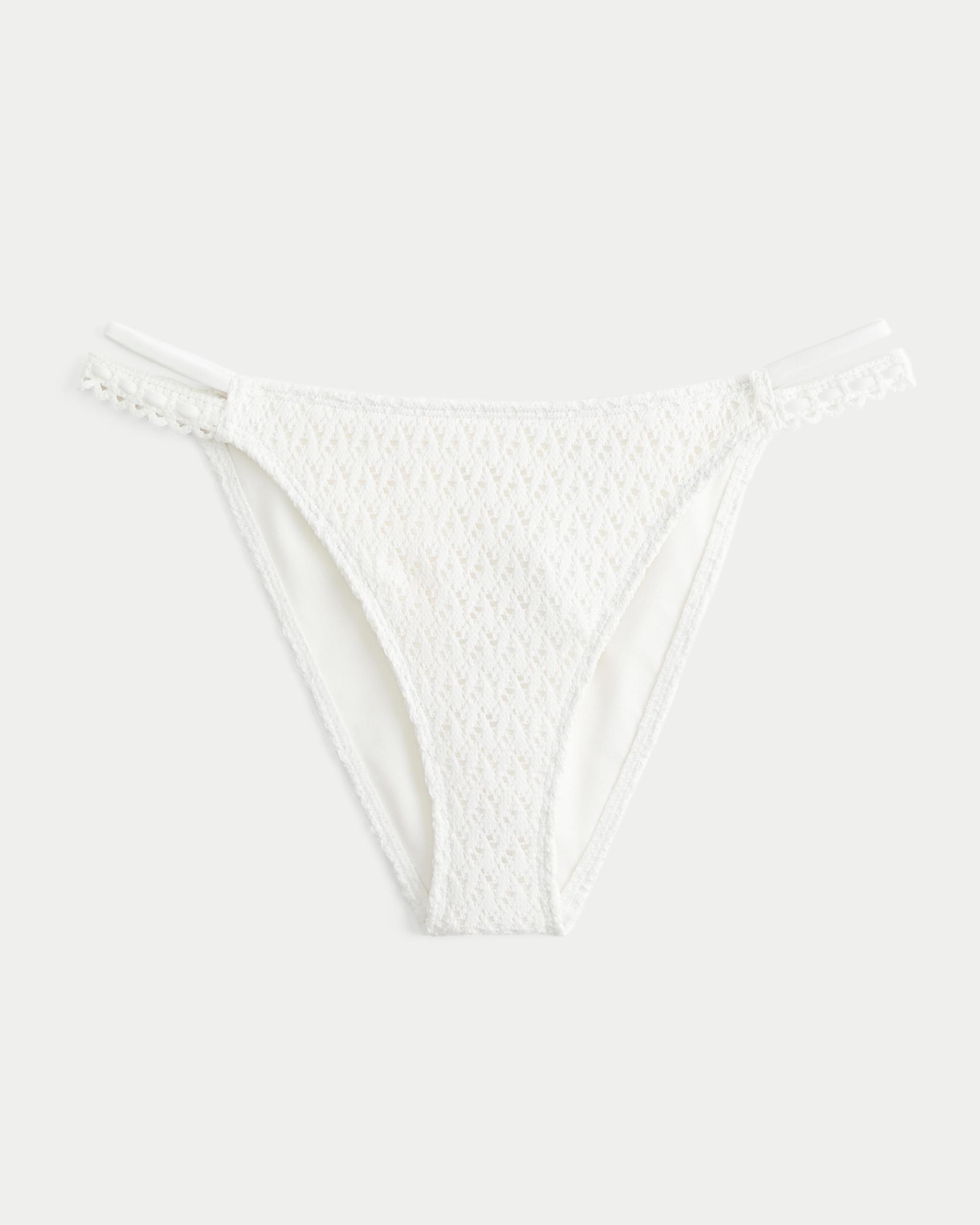 Crochet-Style Mixed High-Leg Cheeky Bikini Bottom Product Image