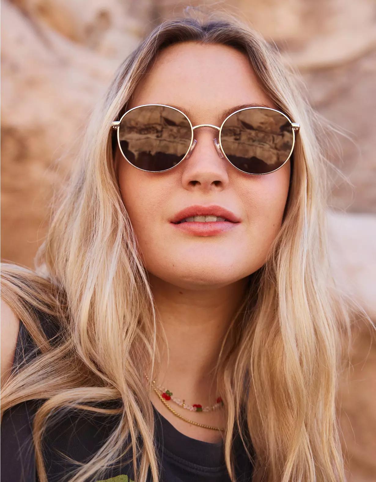 AE Retro Round Brown Sunglasses Product Image