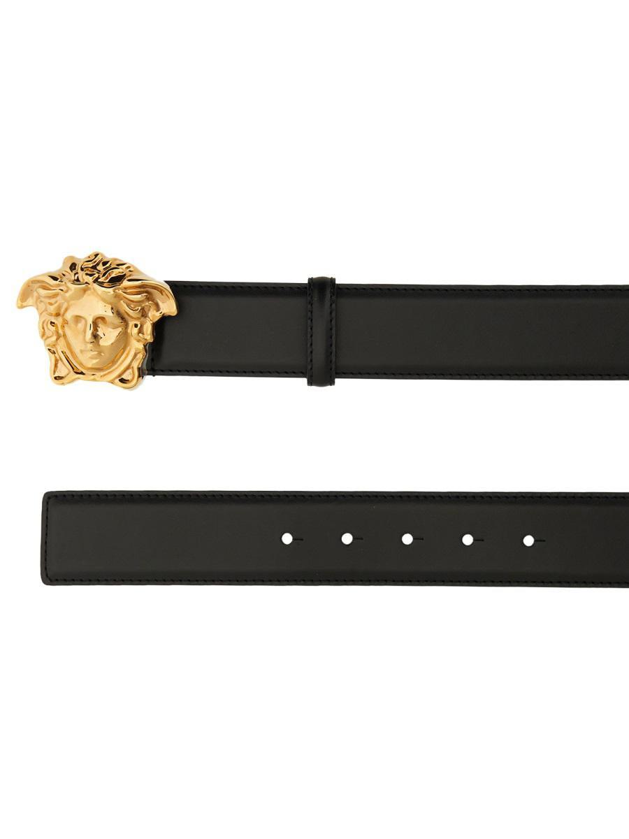 VERSACE La Medusa Leather Belt Man Belt Black Size 39.5 Calfskin Product Image