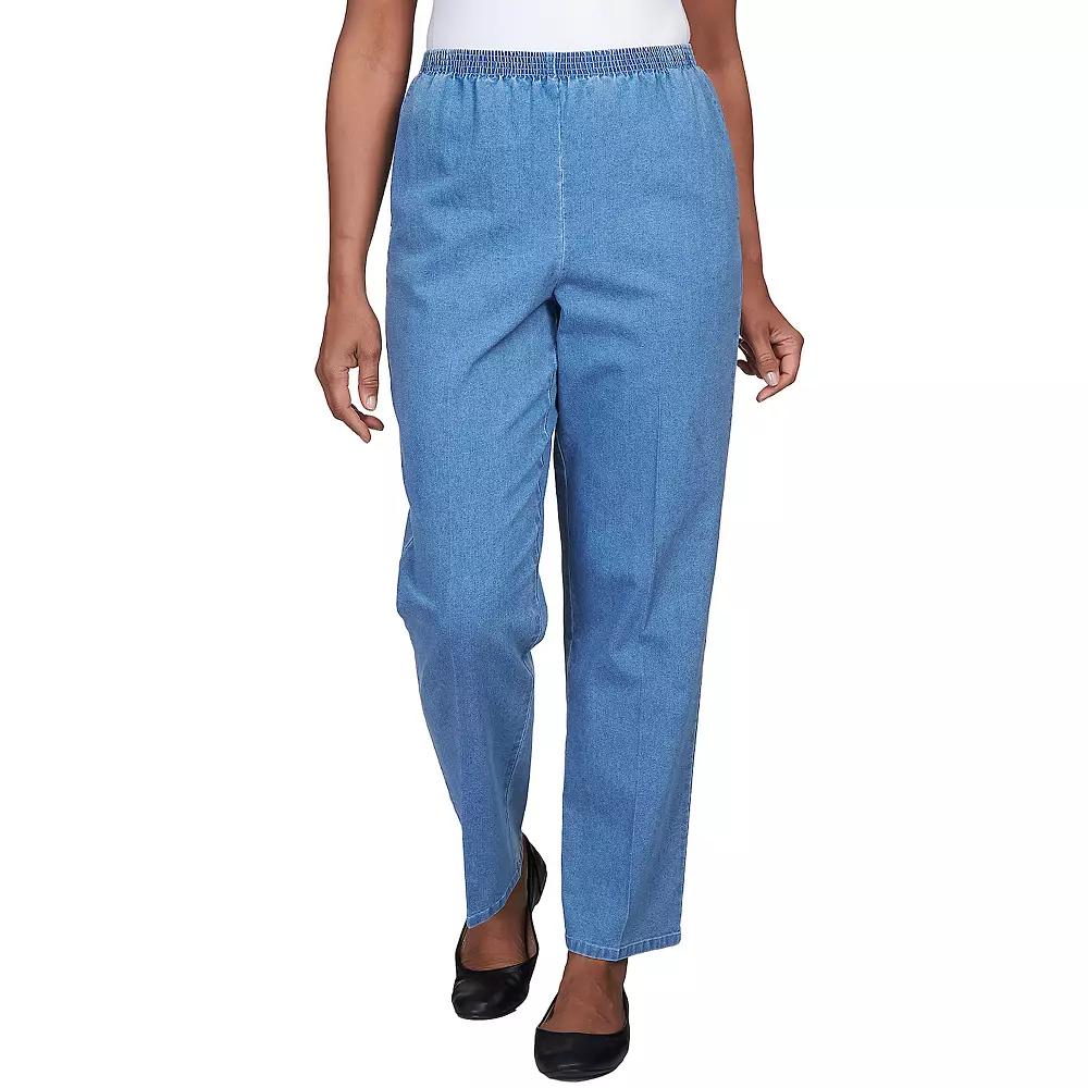 Petite Alfred Dunner Elastic Waist Denim Pants, Women's, Size: 16 Petite, Medium Blue Product Image