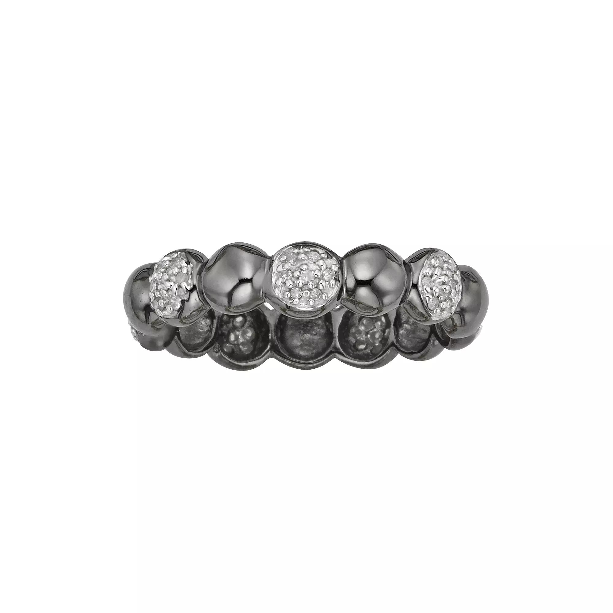 Jewelexcess Black Rhodium-Plated Sterling Silver 1/7-ct. T.W. Diamond Ring, Women's Product Image