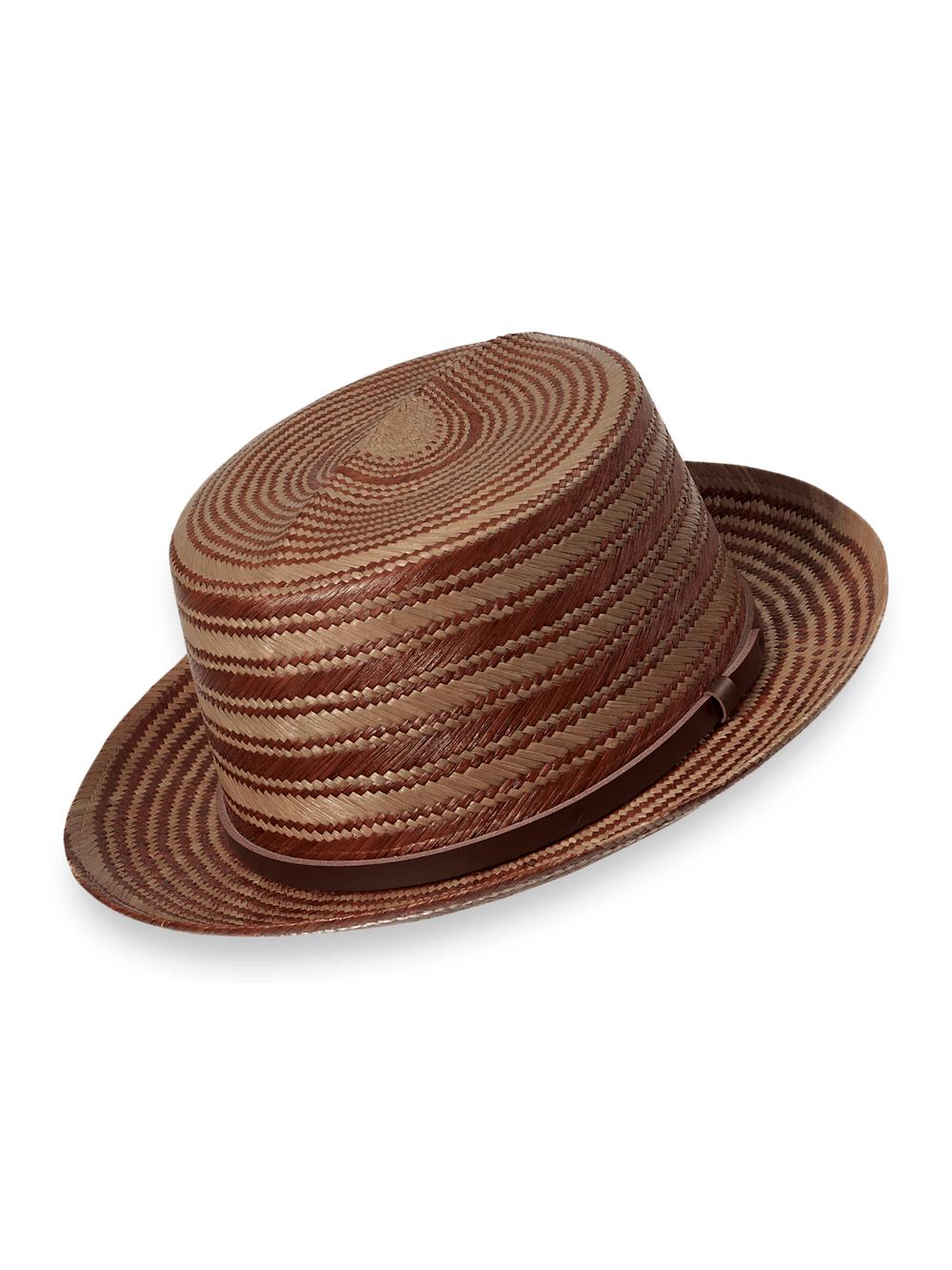 Panama Straw Fedora With Leather Band - Brown Multi Product Image