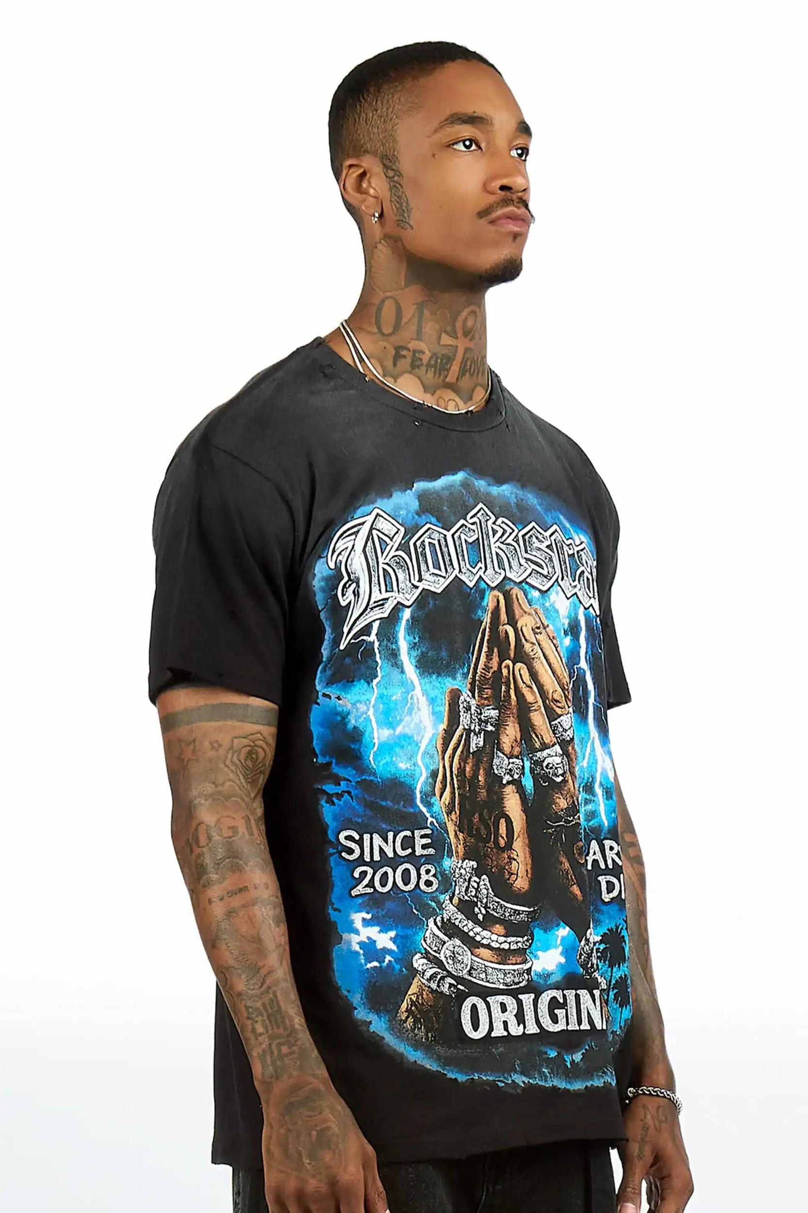 Thorne Black Oversized Graphic T-Shirt Male Product Image