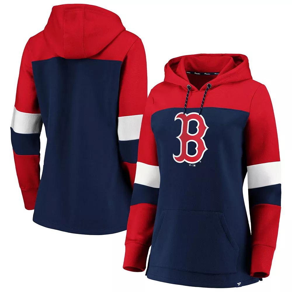 Women's Navy Boston Red Sox Plus Size Colorblock Pullover Hoodie, Size: 1XL, Blue Product Image