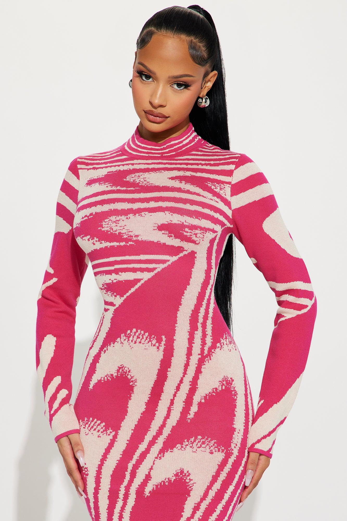 Daniella Sweater Midi Dress - Pink/combo Product Image